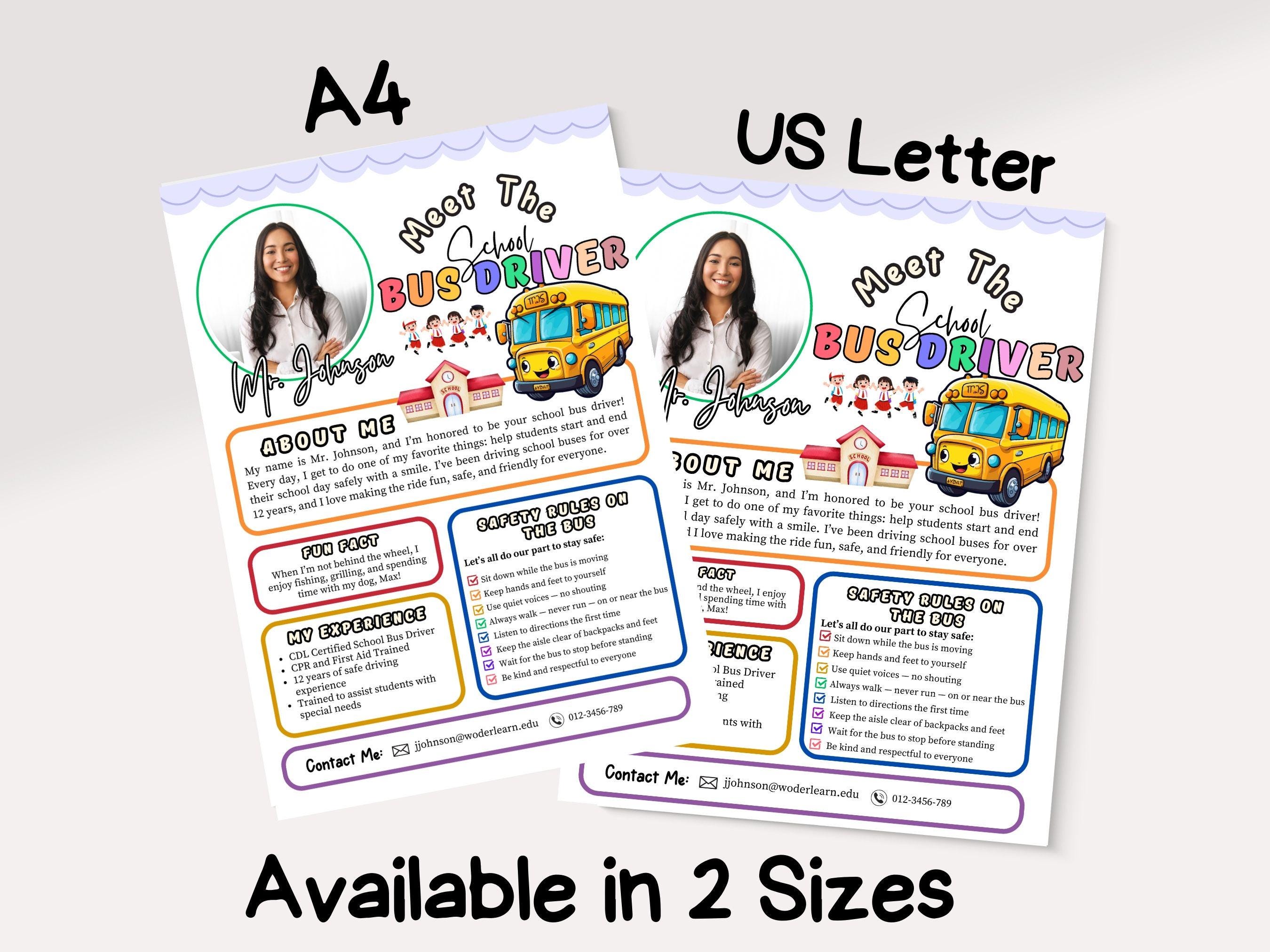 Meet the Bus Driver Flyer Back to School All About Me First Day of ...