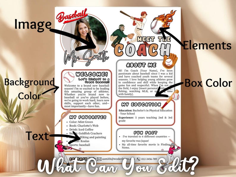 Baseball Meet the Coach Welcome Note Flyer Back to School Baseball ...