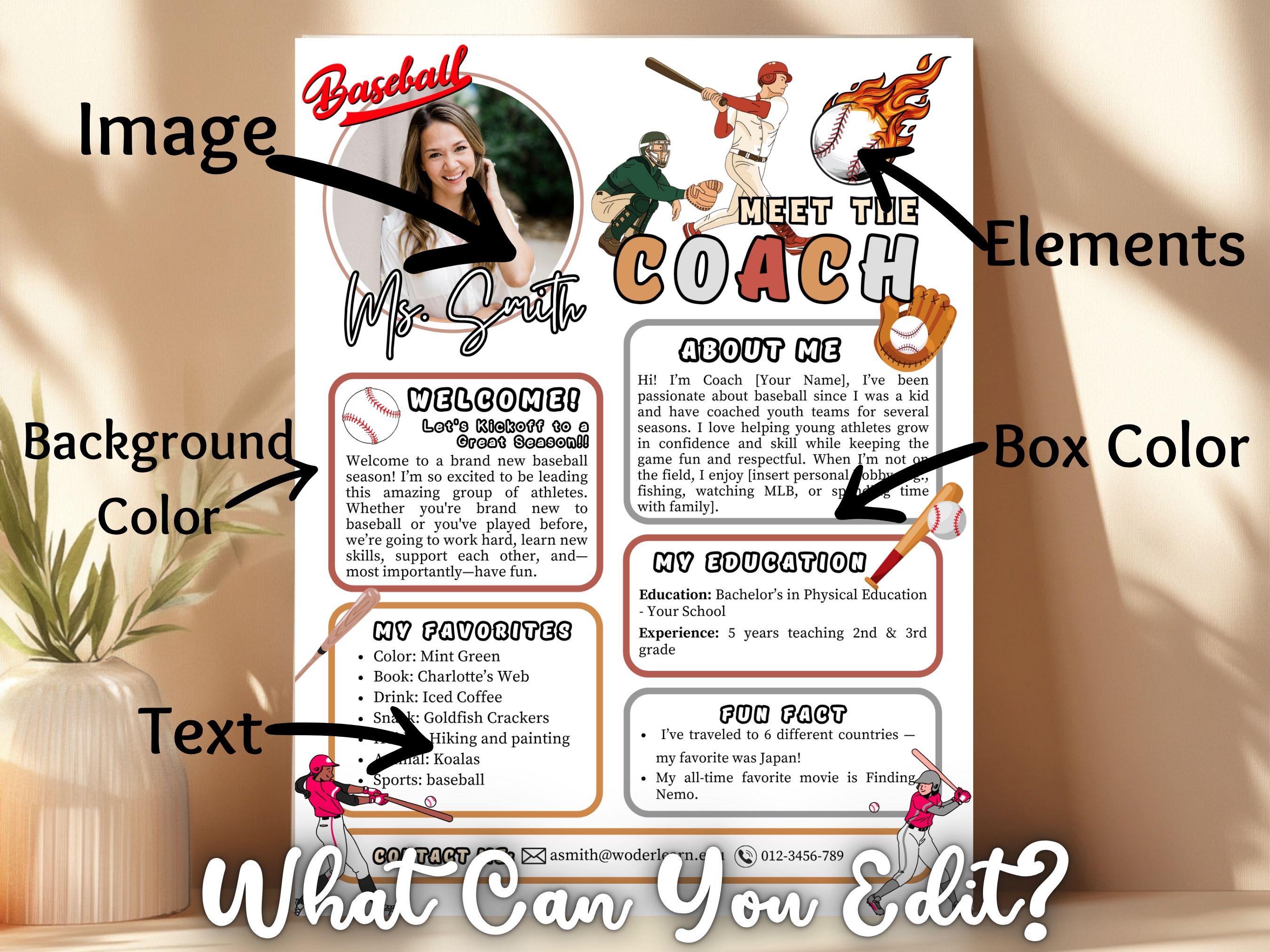 Baseball Meet the Coach Welcome Note Flyer Back to School Baseball ...