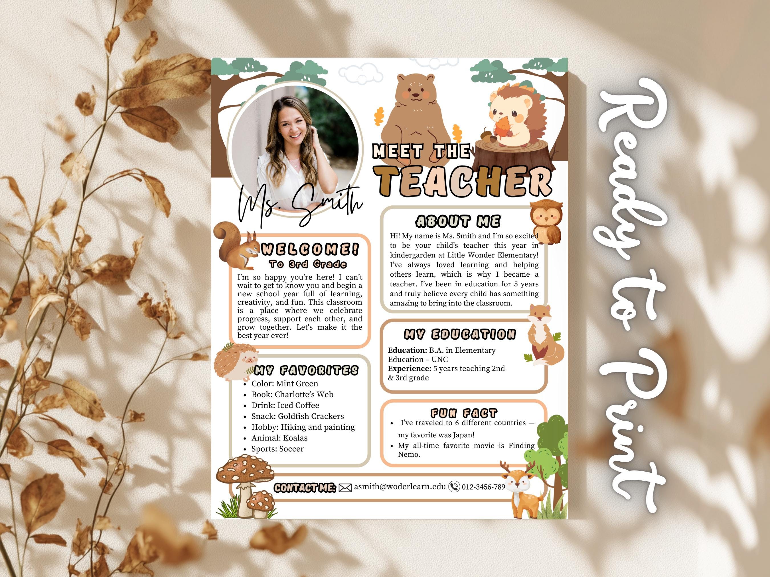 Woodland Meet the Teacher Flyer Back to School Wild Animal Theme ...