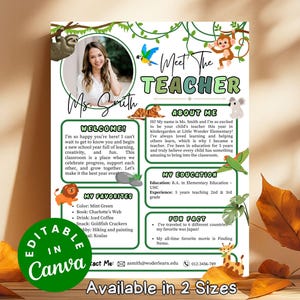 Jungle Meet the Teacher Editable Back to School All about Me Safari Classroom Decor Fun Jungle Theme for Teachers First Day of School Jungle