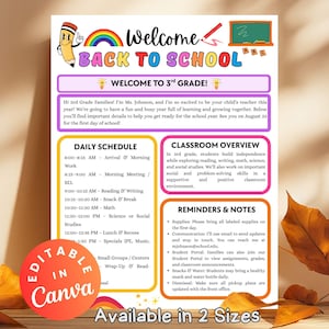 Back to School Teacher Welcome Letter Flyer First Day Classroom Information Printable Open House Welcome Back to School Newsletter Parents