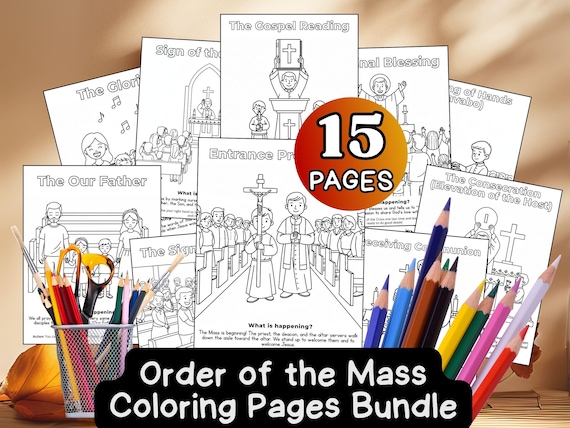 Walk Through the Mass Coloring Pages Bundle, Catholic Mass for Kids, Order of the Mass Printable, First Communion Prep, Holy Mass Coloring
