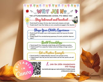 Why Join the PTA Flyer Editable PTO Recruitment Membership Drive Flyer We Need You Template Join Pta Pto Volunteer Sign up Form Poster Canva