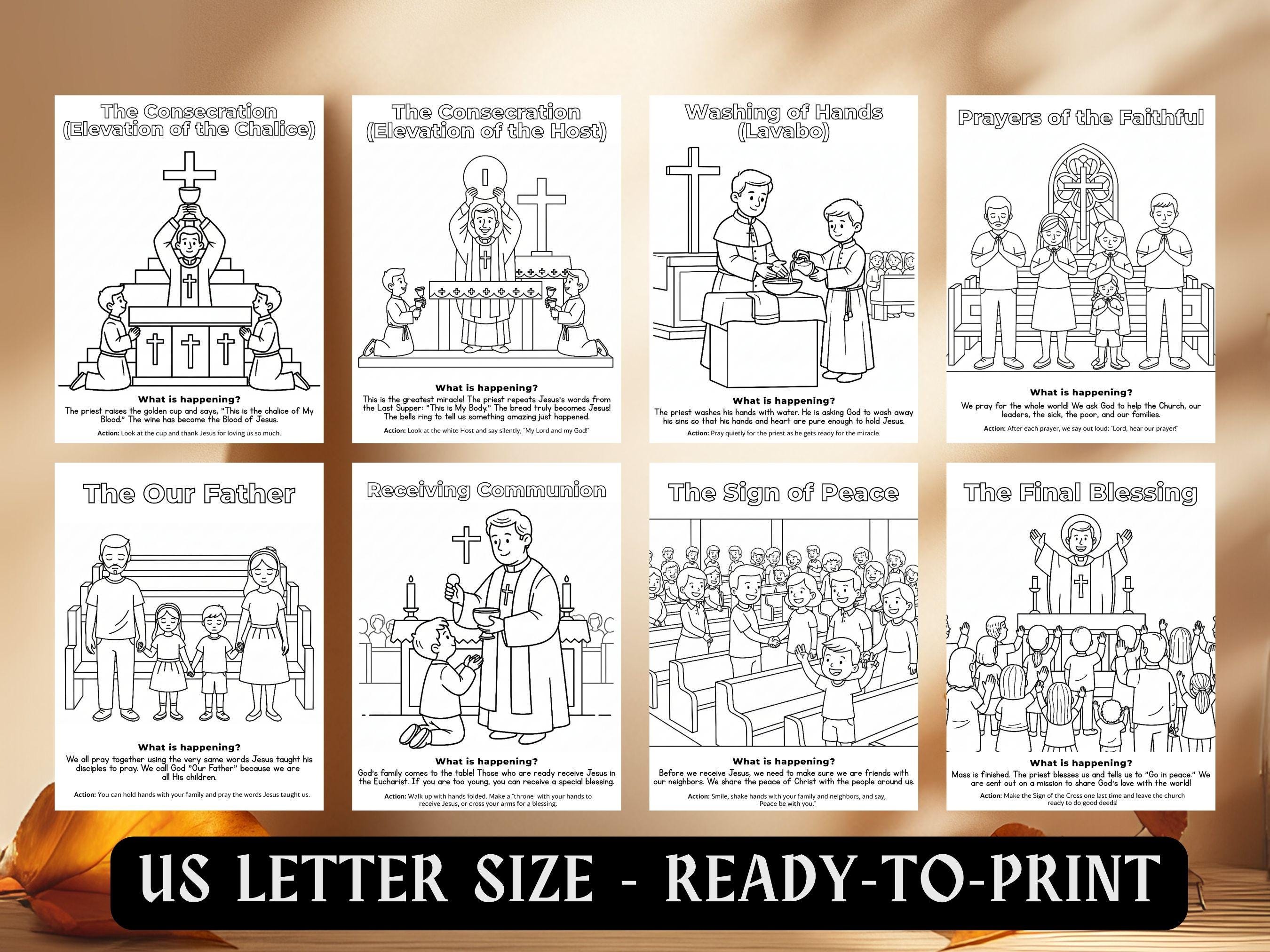 Walk Through the Mass Coloring Pages Bundle, Catholic Mass for Kids ...
