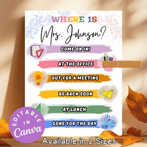 Editable Where is the Teacher Door Sign Classroom Decor Personalized Teacher Gifts Office Sign Where is the principal counselor door sign