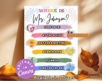 Editable Where is the Teacher Door Sign Classroom Decor Personalized Teacher Gifts Office Sign Where is the principal counselor door sign