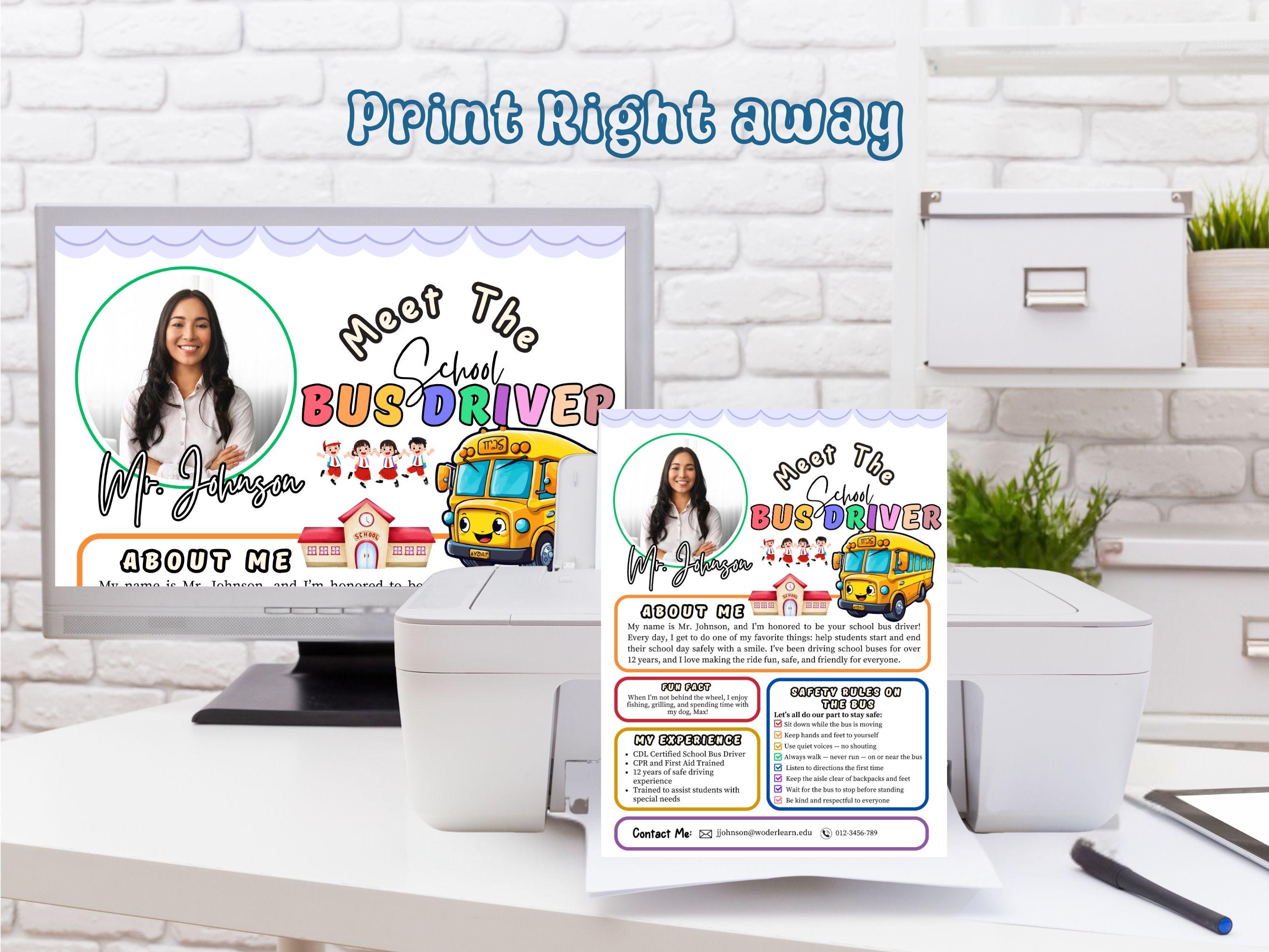 Meet the Bus Driver Flyer Back to School All About Me First Day of ...