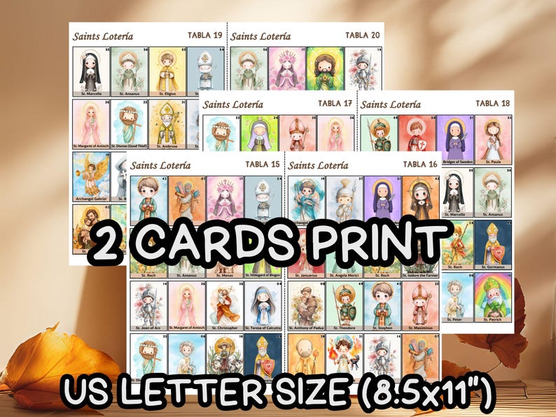 Catholic Saint Lotería Game All Saints Day Bingo Card Kids Catolica ...
