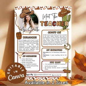 Western Meet the Teacher Cowboy Theme Teacher Introduction Western Classroom Newsletter Wild West Classroom Decor Back to School Cowgirl DIY