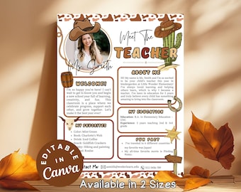 Western Meet the Teacher Cowboy Theme Teacher Introduction Western Classroom Newsletter Wild West Classroom Decor Back to School Cowgirl DIY