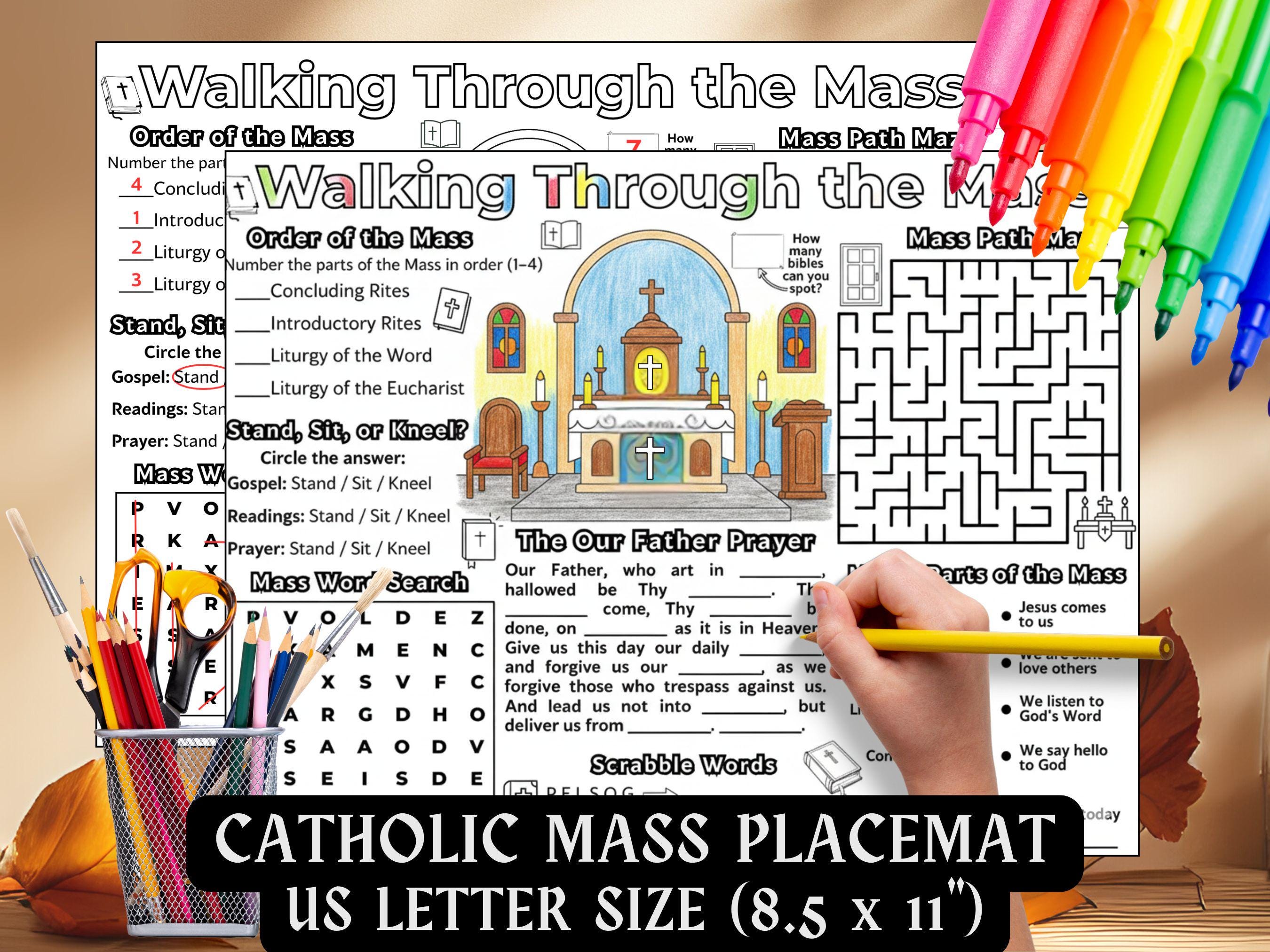 Catholic Mass Activity Placemat for Kids Walking Through the Mass ...