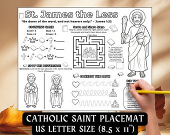 Saint James the Less Activity Placemat Kids Coloring Pages Catholic Saint May Feast Day Activity Sunday School CCD Catholic School Worksheet