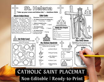 St. Helena Activity Placemat Kids Catholic Saint Coloring Page August Feast Day Bible Craft Christian Worksheet Printable Sunday School Mat
