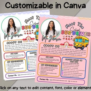 Meet the Bus Driver Flyer Back to School All About Me First Day of ...