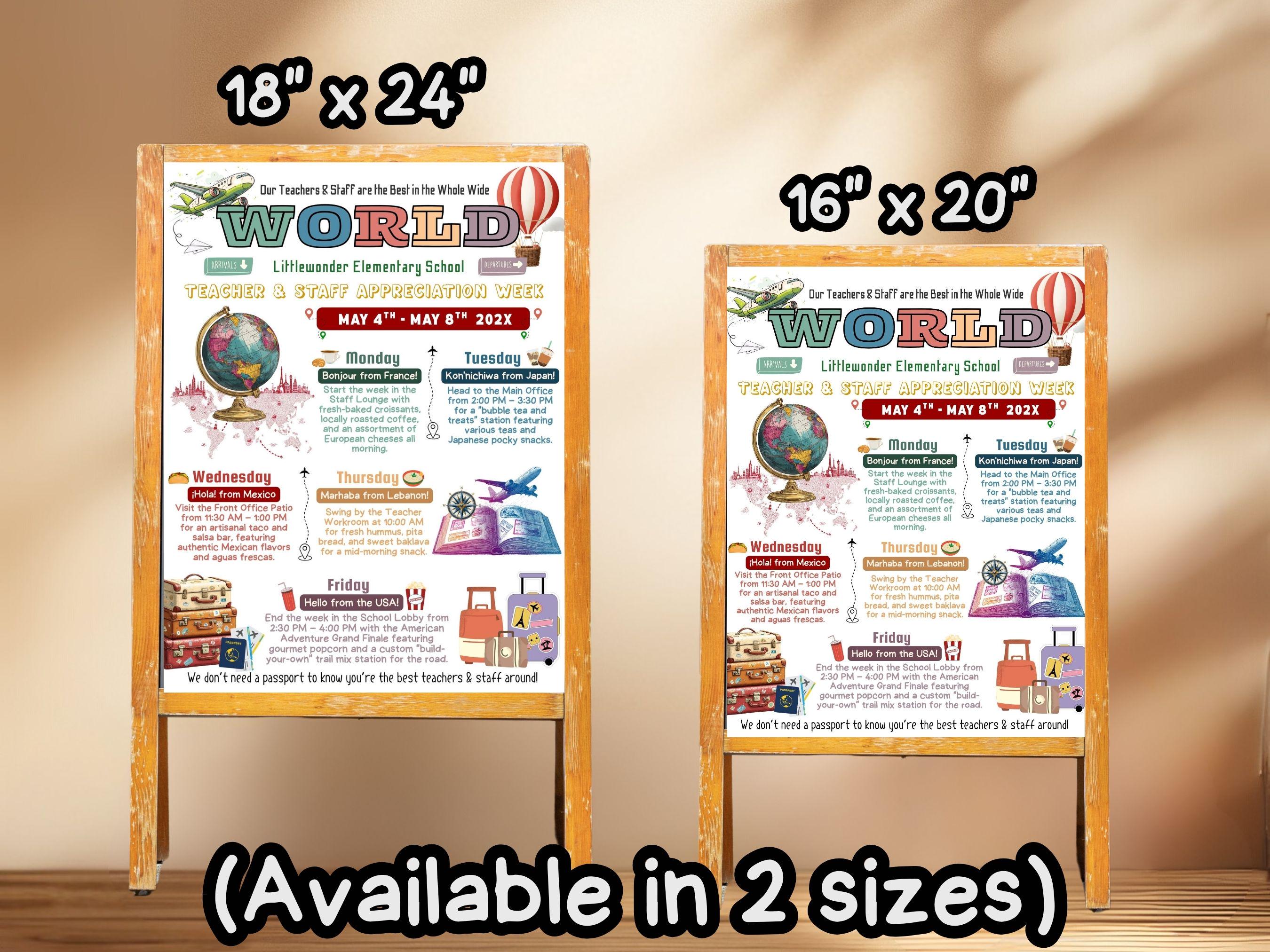 Travel Theme Signage Around the World Teacher Appreciation Week ...