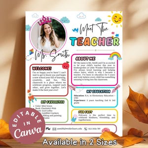 Meet the Teacher Template Daycare, Editable Classroom Welcome Letter, Back to School Flyer Parent Teacher Poster Meet the teacher Pastel DIY