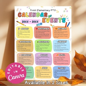 Monthly Event Flyers Printable Calendar of Events Flyer Editable PTA Classroom Newsletters Template School Fundraisers Parent Teacher Events