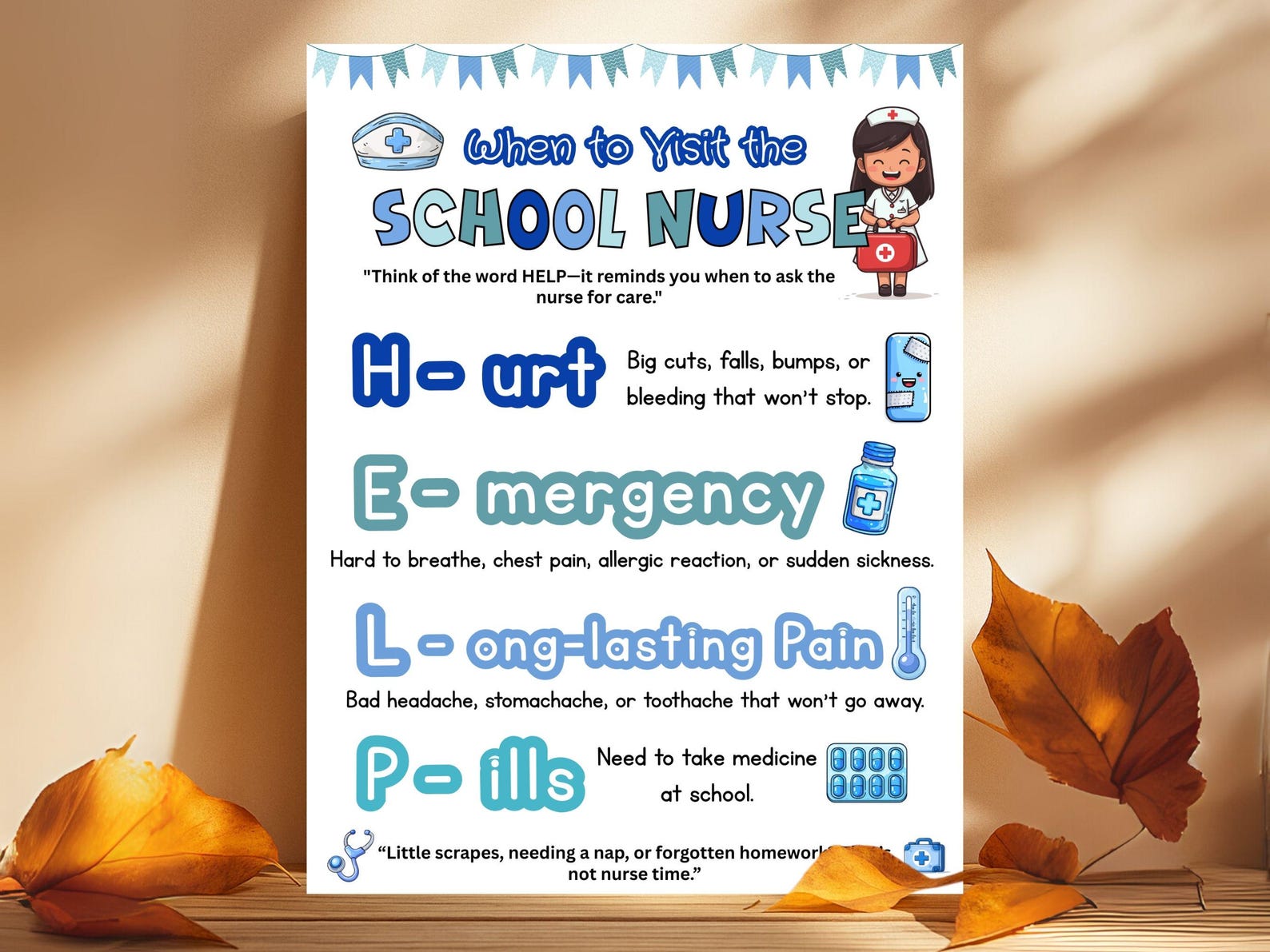 When to Visit Nurse Printable School Nurse Decor Health Office Wall Art ...