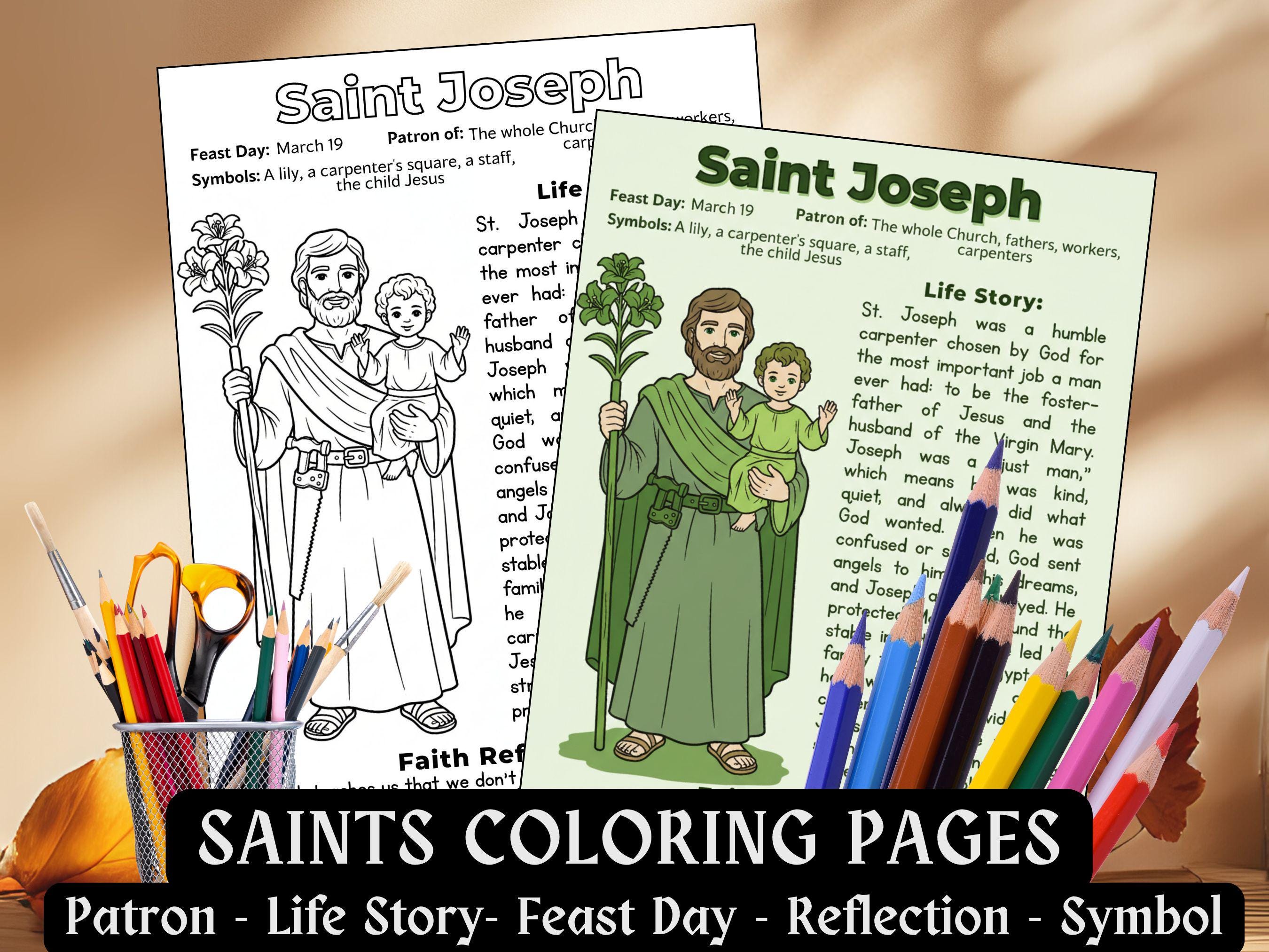 Saint Joseph Coloring Page Catholic Story Activity Sheet March 19…