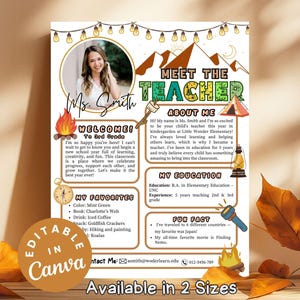 Camp Meet the Teacher Flyer Camping Adventure Back to School Rustic Nature Classroom Decor Camping Theme Bulletin Board Teacher Newsletter