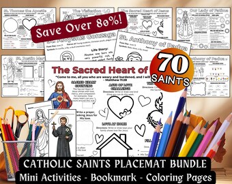 Catholic Saints Activity Placemat Mega Bundle Kids Saint Bookmark St. Nicholas Prayer Faith Formation Lesson Coloring CCD Advent Feast PDF