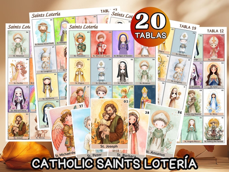 Catholic Saint Lotería Game All Saints Day Bingo Card Kids Catolica ...