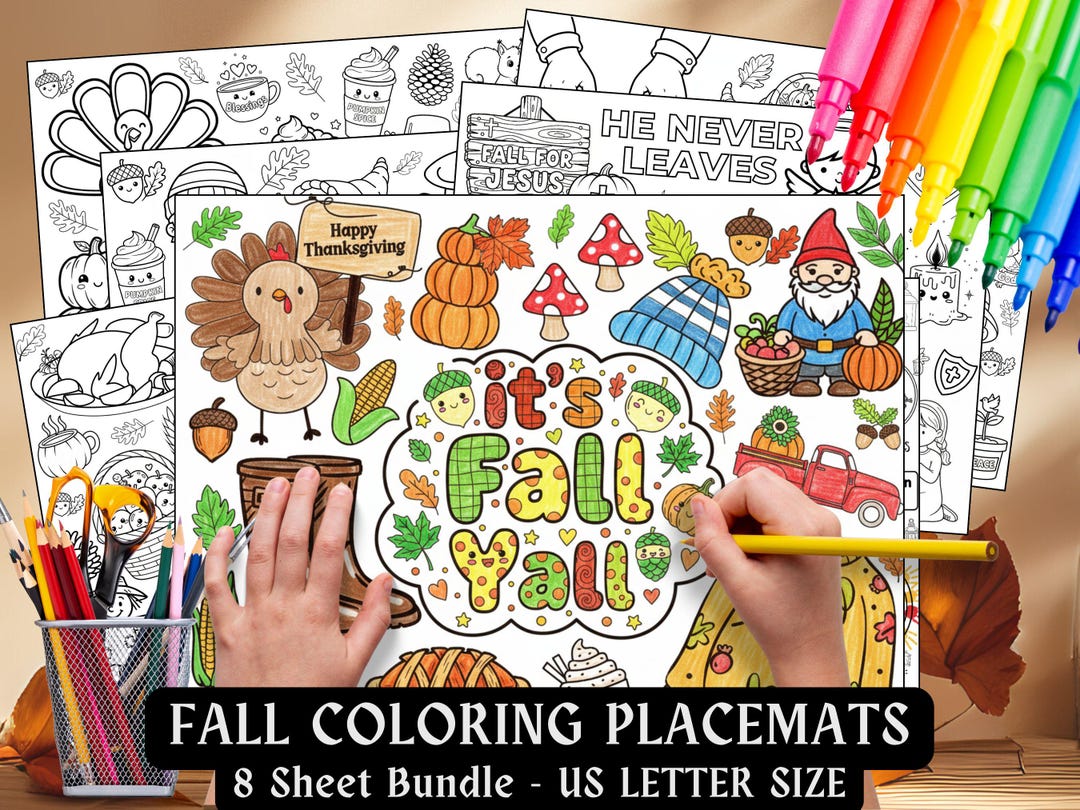 Thanksgiving Coloring Placemat for Kids Fall Bible Coloring Placemats ...