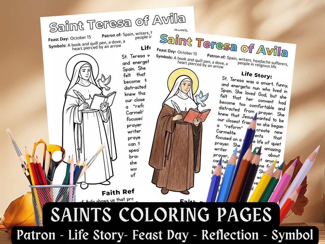 Saint Teresa Of Avila Coloring Page Kids Catholic School Saint Coloring 