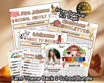 Farm Animals Classroom Bundle Farm Meet the Teacher Flyer Farm Cow Classroom Newsletter School Supply List Newsletter Teacher Welcome Note