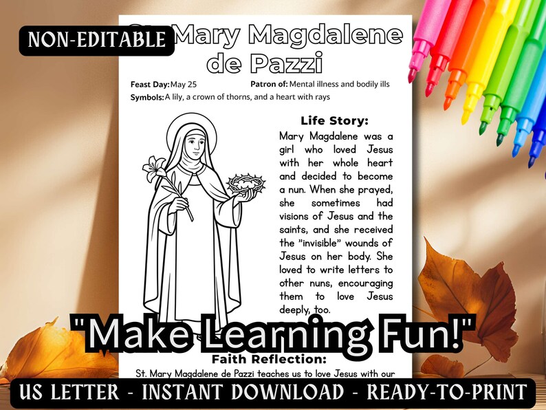 Saint Mary Magdalene De Pazzi Coloring Page Catholic Kids Saint ...