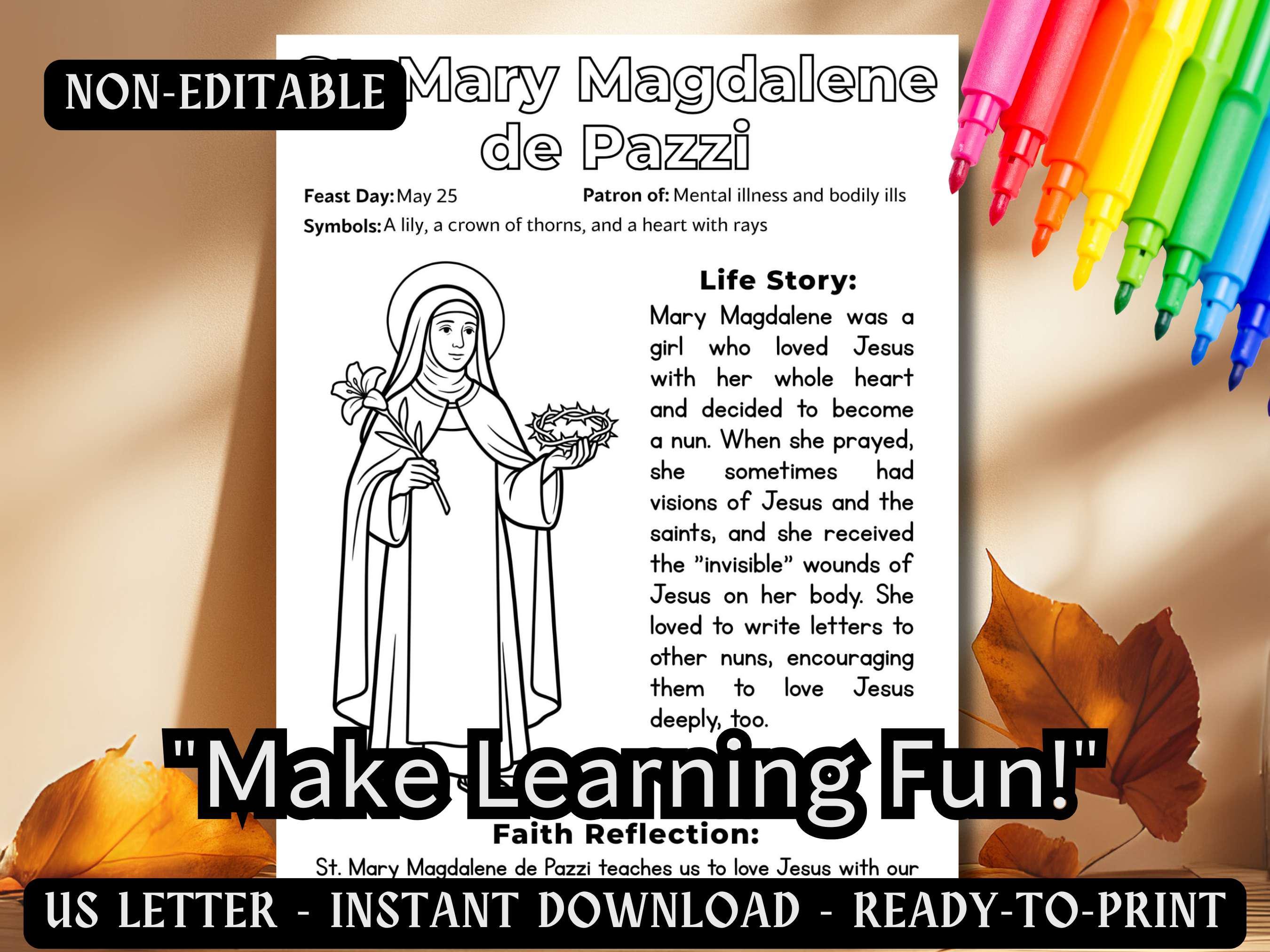 Saint Mary Magdalene De Pazzi Coloring Page Catholic Kids Saint ...