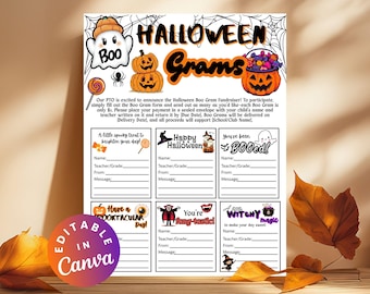 Halloween Candy Gram Fundraiser Flyer Editable Halloween Grams Template, Printable Boo Grams for School Events, Halloween Fundraising Events