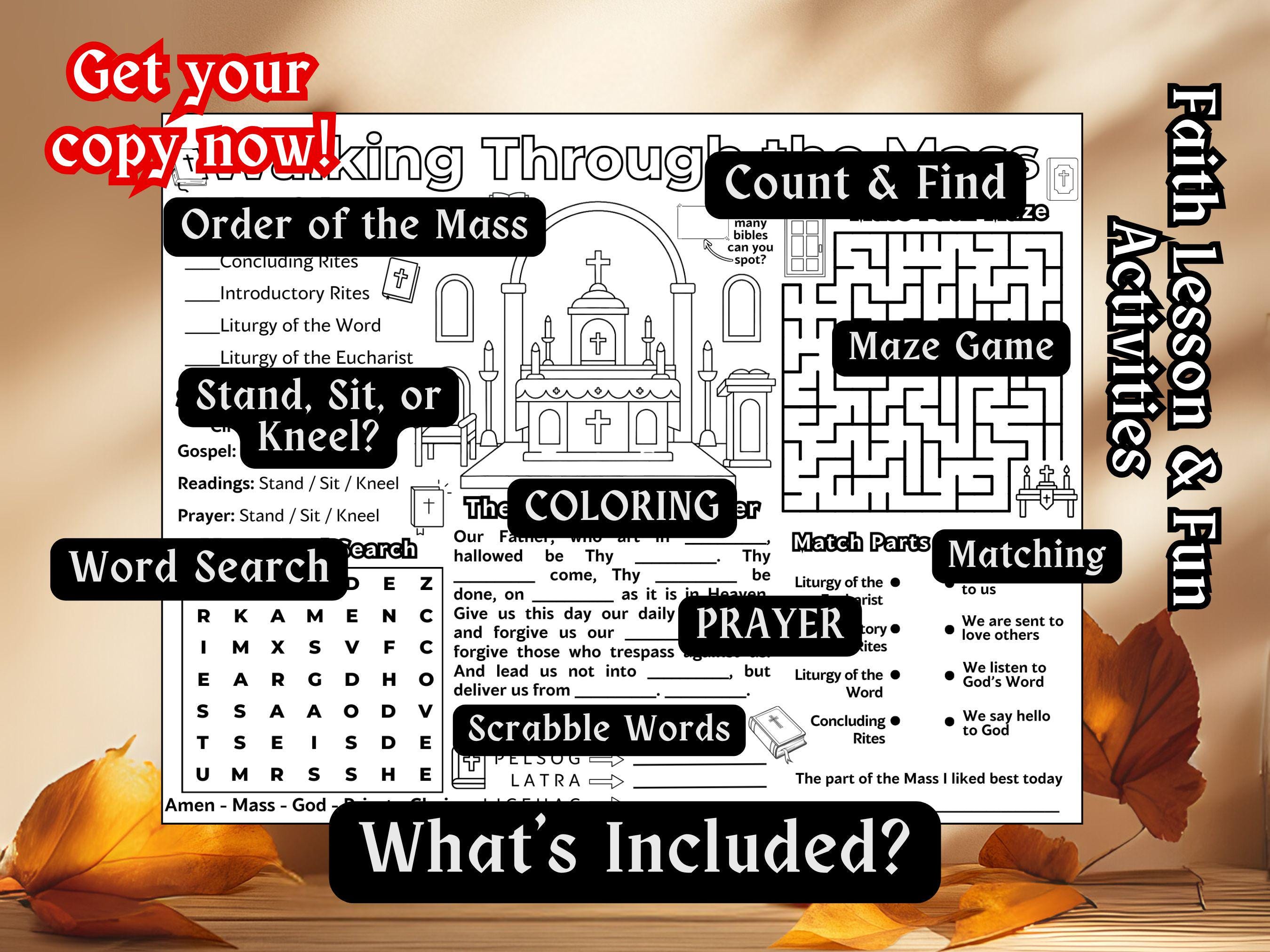 Catholic Mass Activity Placemat for Kids Walking Through the Mass ...