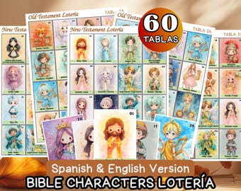 Bible Character Lotería Game Bilingual Old and New Testament Bingo Cards Kids Classroom Activity Sunday School Holy Week Activity Lottery