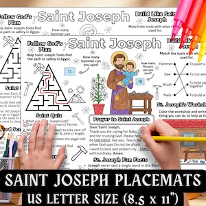 Sankt Josef Aktivitetsbordstablett Barn Katolska Helgon Målarbild Sankt Josef Rolig Tro Aktivitetsblad Sankt Josef Advent Festlek Katolska