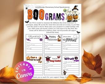 Boo Gram Fundraiser Editable Halloween Candy Grams Template, School Fundraiser Flyer, Printable Boo Grams, School Event Fundraiser Halloween