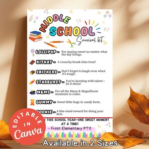 Middle School Survival Kit Candy Treat Printable Back to School Sweet Snack Gift Tag for Students Printable Teacher & Staff Survival Kit Tag