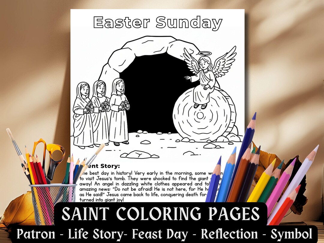 Easter Sunday Coloring Page, Kids Catholic School Holy Week Activity He ...