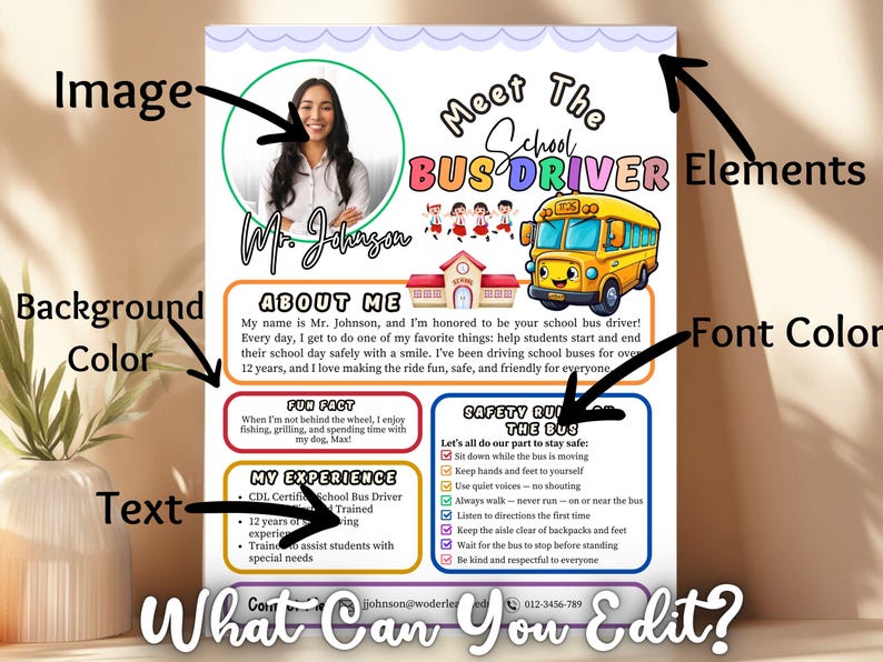 Meet the Bus Driver Flyer Back to School All About Me First Day of ...