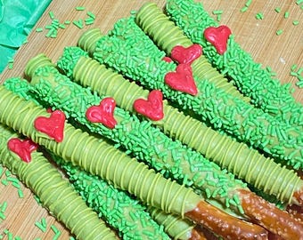 Christmas Grinch Chocolate Covered Pretzels