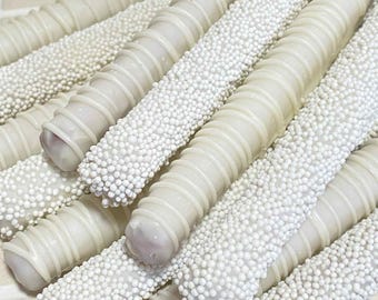 White Chocolate Covered Pretzel Rods: one dozen