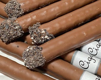 Cigar Theme Milk Chocolate Covered Pretzel Rods