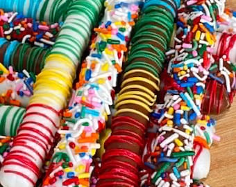 Birthday Theme Chocolate Covered Pretzels