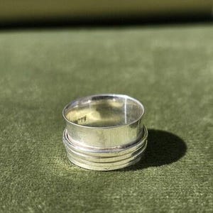 Sterling Silver Spinner Ring: Wide Band Fidget Anxiety Jewelry
