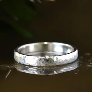 Hammered Sterling Silver Ring: Rustic Unisex Wedding Band