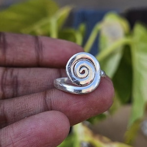 Sterling Silver Spiral Ring – Handmade Boho Ring | Adjustable Tribal Ring | Symbol of Energy, Growth & Protection | Unisex Silver Jewelry