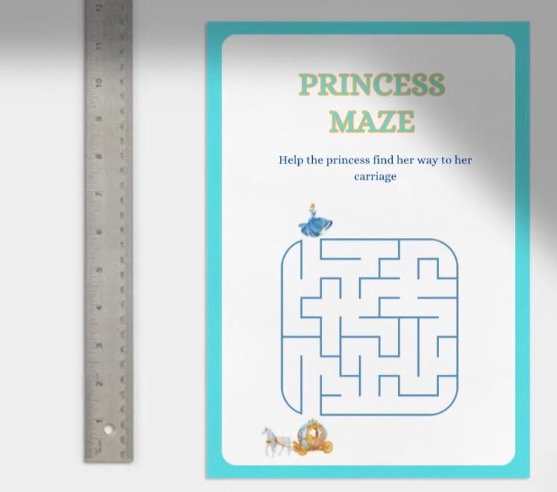 Princess Carriage Maze: Printable Birthday Party Game (PDF Download A4 ...