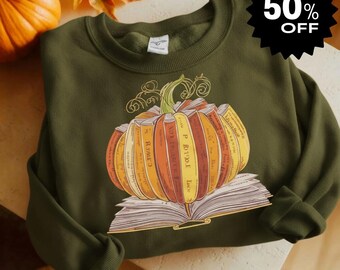 Fall Book Pumpkin Halloween Shirt, Halloween Book Lover Shirt, Fall Bookish Shirt, Pumpkin Book Shirt, Pumpkin Sweater, Fall Shirt, spooky
