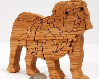 Bulldog Miniature  Puzzle /Desk /Ornament/Toy/Gift/Handmade/ Office Decor / Keepsake/Wood/Heirloom/ Dog / Puppy /Dexterity/Bedroom Decor